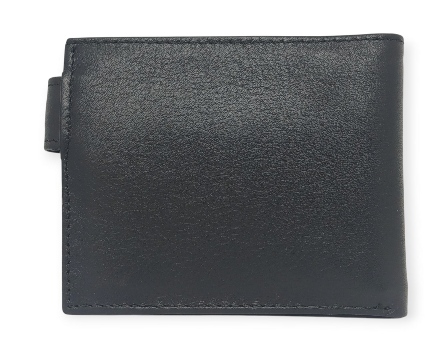 CARTERA DE PIEL NEGRA. AMERICANO CON BROCHE