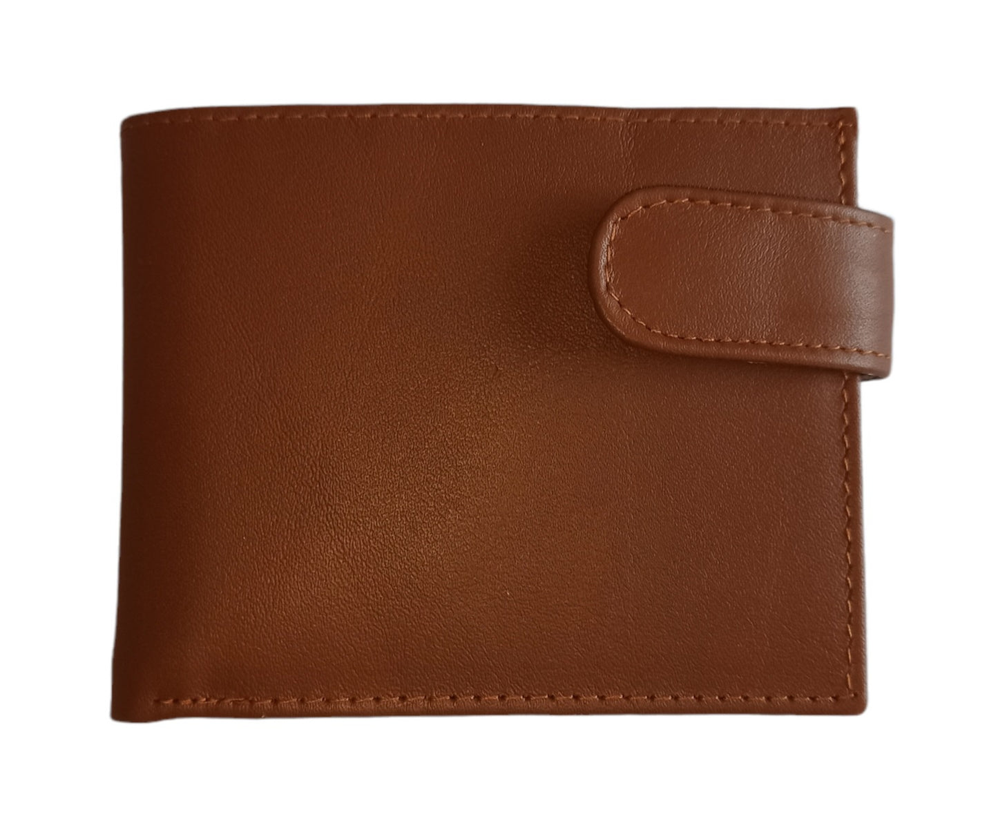 CARTERA DE PIEL MARRÓN. AMERICANO CON BROCHE