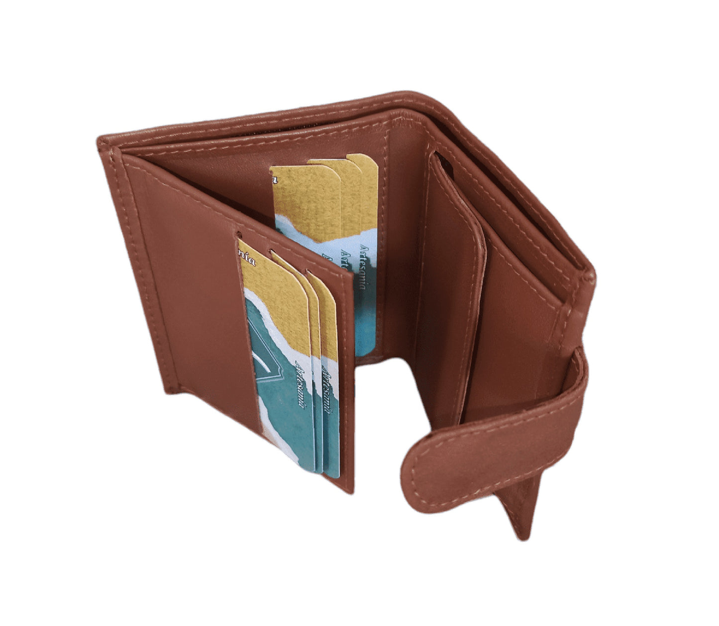 CARTERA DE PIEL. MARRÓN CON BROCHE