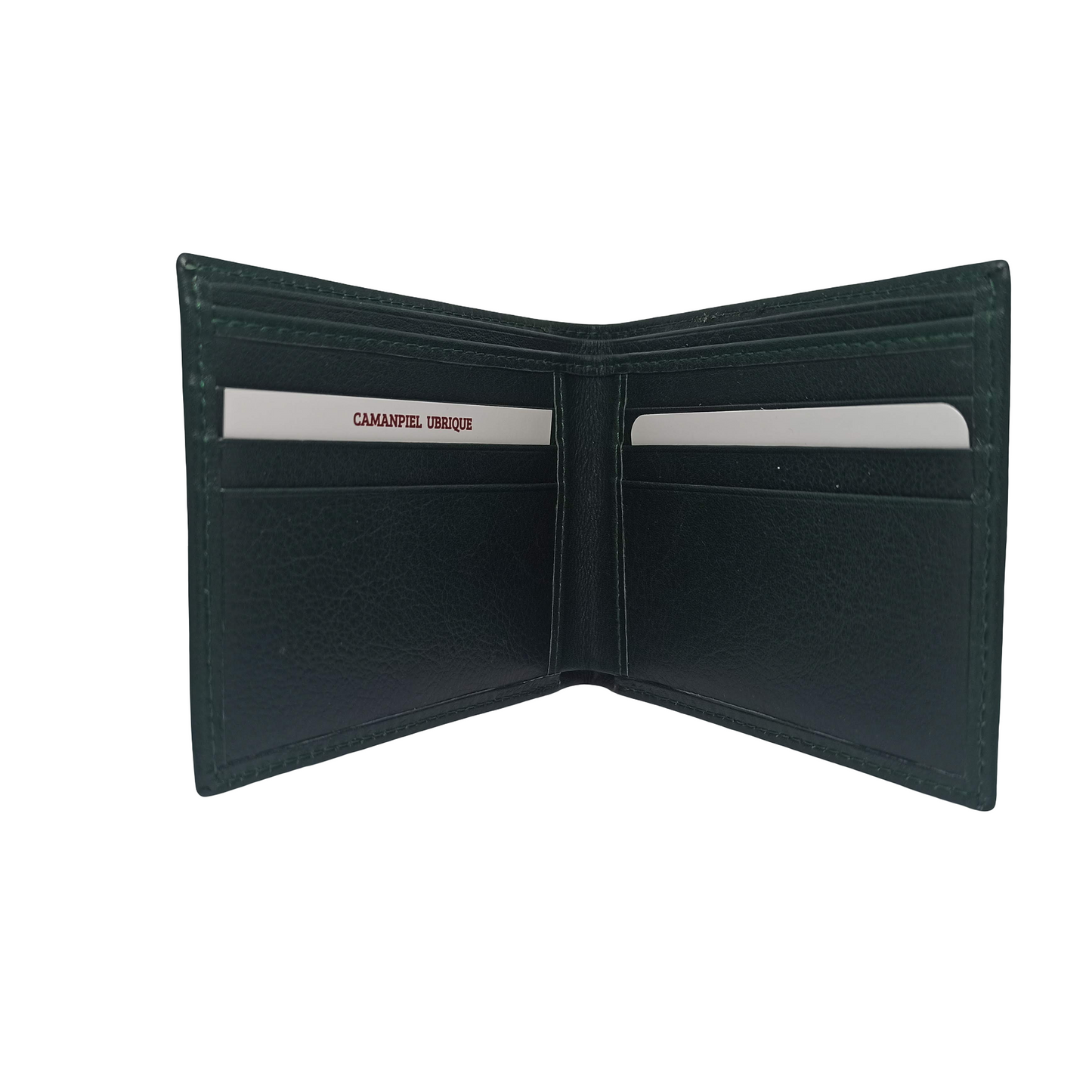 CARTERA + MONEDERO DE PIEL. VERDE. PACK