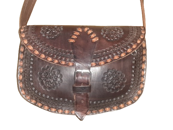 Bolso ovalado hebilla mediano labrado